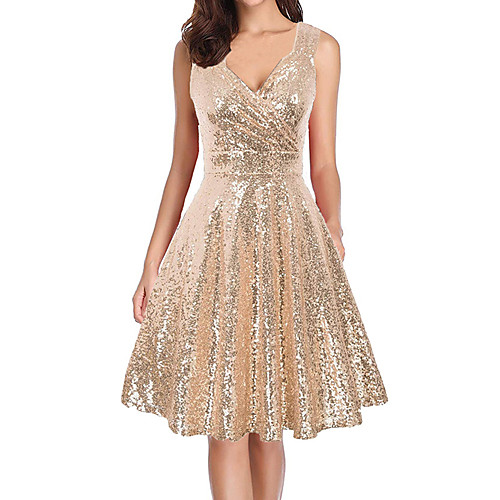 Women's A Line Dress Knee Length Dress Gold Sleeveless Solid Color Sequins Spring Summer Elegant 2021 S M L XL XXL
Women's A Line Dress Knee Length Dress Gold Sleeveless Solid Color Sequins Spring Summer Elegant 2021 S M L XL XXL