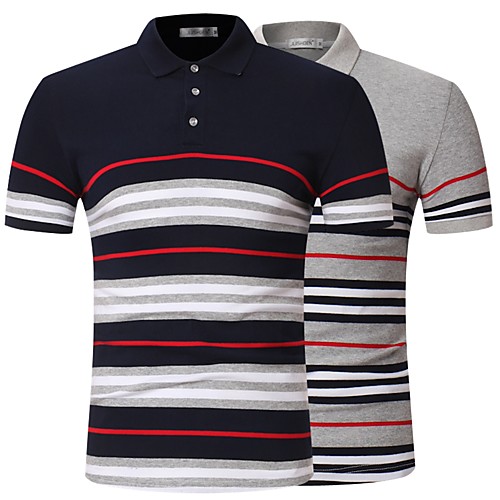 Men's Golf Shirt Tennis Shirt Striped Button-Down Short Sleeve Street Tops Cotton Business Casual Comfortable Light gray Navy Blue
Men's Golf Shirt Tennis Shirt Striped Button-Down Short Sleeve Street Tops Cotton Business Casual Comfortable Light gray Navy Blue