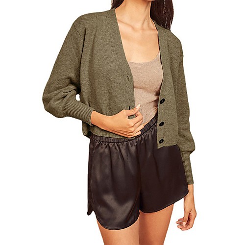 Women's Solid Color Cardigan Long Sleeve Sweater Cardigans V Neck Smoky gray Blue Yellow
Women's Solid Color Cardigan Long Sleeve Sweater Cardigans V Neck Smoky gray Blue Yellow