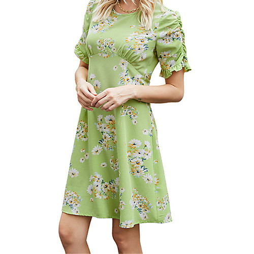 Women's A Line Dress Short Mini Dress Light Green Short Sleeve Floral Print Fall Summer Round Neck Casual Holiday 2021 S M L XL
Women's A Line Dress Short Mini Dress Light Green Short Sleeve Floral Print Fall Summer Round Neck Casual Holiday 2021 S M L XL