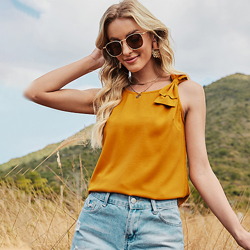 Women's Holiday Blouse Tank Top Vest Plain Bow Round Neck Basic Streetwear Boho Tops Yellow
Women's Holiday Blouse Tank Top Vest Plain Bow Round Neck Basic Streetwear Boho Tops Yellow