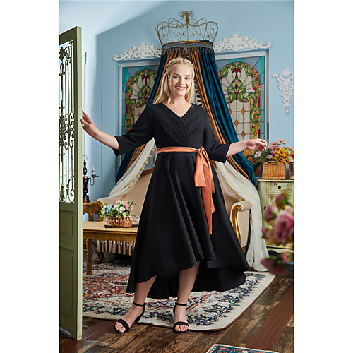 A-Line Little Black Dress Plus Size Party Wear Prom Dress V Neck 3/4 Length Sleeve Tea Length Stretch Fabric with Sash / Ribbon Pleats 2021
A-Line Little Black Dress Plus Size Party Wear Prom Dress V Neck 3/4 Length Sleeve Tea Length Stretch Fabric with Sash / Ribbon Pleats 2021