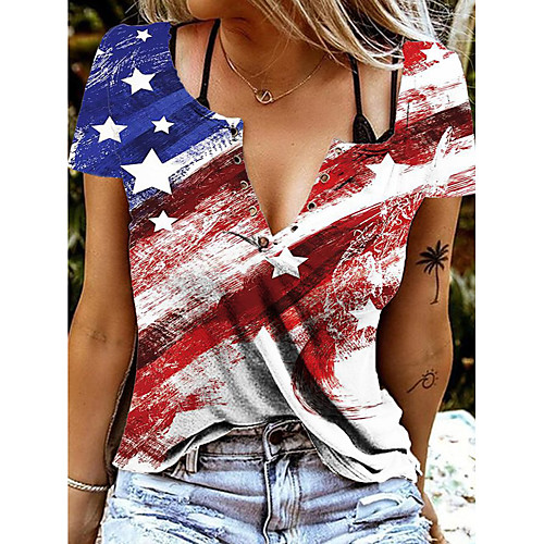 Women's Independence Day Blouse Shirt American Flag Stars and Stripes Button Print V Neck Basic Streetwear Tops Red
Women's Independence Day Blouse Shirt American Flag Stars and Stripes Button Print V Neck Basic Streetwear Tops Red