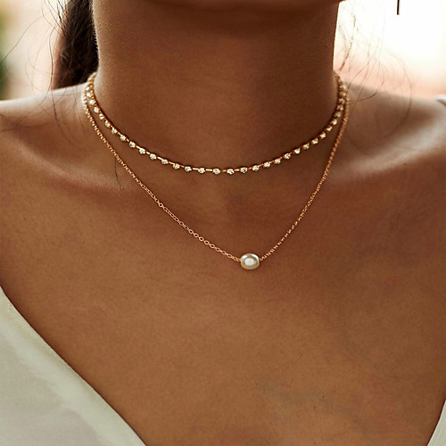 Women's Necklace Layered Necklace Elegant Fashion European Imitation Diamond Alloy Gold 335 cm Necklace Jewelry 1pc For Gift Prom Birthday Party Festival
Women's Necklace Layered Necklace Elegant Fashion European Imitation Diamond Alloy Gold 335 cm Necklace Jewelry 1pc For Gift Prom Birthday Party Festival