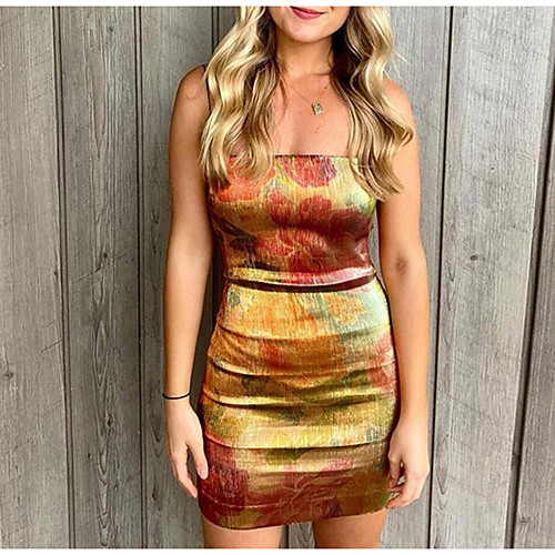 Women's Strap Dress Short Mini Dress Gold Sleeveless Tie Dye Backless Patchwork Print Summer Off Shoulder Casual Sexy Holiday 2021 S M L
Women's Strap Dress Short Mini Dress Gold Sleeveless Tie Dye Backless Patchwork Print Summer Off Shoulder Casual Sexy Holiday 2021 S M L