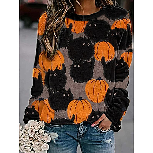 Women's Sweatshirt Pullover Pumpkin Animal Print Casual Daily Sports 3D Print Streetwear Halloween Hoodies Sweatshirts Loose Blue Orange
Women's Sweatshirt Pullover Pumpkin Animal Print Casual Daily Sports 3D Print Streetwear Halloween Hoodies Sweatshirts Loose Blue Orange