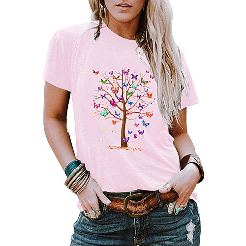Women's Butterfly T shirt Graphic Butterfly Print Round Neck Basic Tops 100% Cotton Blushing Pink Green Brown
Women's Butterfly T shirt Graphic Butterfly Print Round Neck Basic Tops 100% Cotton Blushing Pink Green Brown