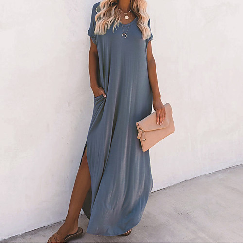 Women's Swing Dress Maxi long Dress Flesh pink Blue Dark Green Short Sleeve Solid Color Split Pocket Spring Summer Round Neck Casual Sports Holiday Loose 2021 S M L
Women's Swing Dress Maxi long Dress Flesh pink Blue Dark Green Short Sleeve Solid Color Split Pocket Spring Summer Round Neck Casual Sports Holiday Loose 2021 S M L