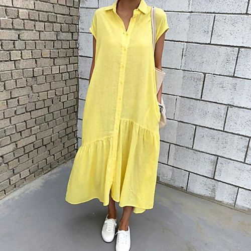 Women's Loose Maxi long Dress Light Pink Bright yellow Light card color Short Sleeve Solid Color Spring Summer Casual Loose 2021 M L
Women's Loose Maxi long Dress Light Pink Bright yellow Light card color Short Sleeve Solid Color Spring Summer Casual Loose 2021 M L
