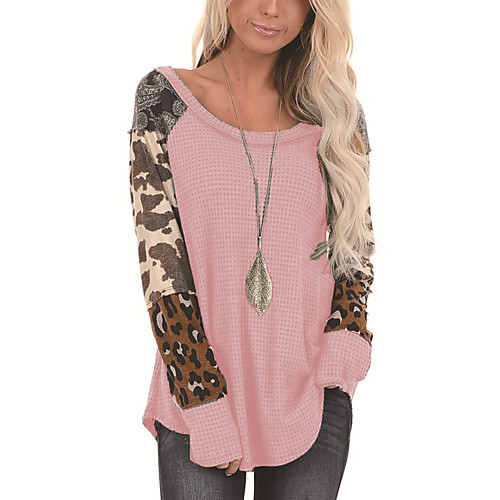 Women's Painting T shirt Camo Leopard Long Sleeve Patchwork Print Round Neck Basic Tops Purple Yellow Blushing Pink
Women's Painting T shirt Camo Leopard Long Sleeve Patchwork Print Round Neck Basic Tops Purple Yellow Blushing Pink