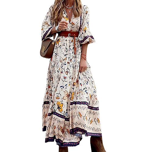 Women's Shift Dress Maxi long Dress White Half Sleeve Print Floral Print Spring Summer Elegant Casual 2021 S M L XL / Cotton / Cotton
Women's Shift Dress Maxi long Dress White Half Sleeve Print Floral Print Spring Summer Elegant Casual 2021 S M L XL / Cotton / Cotton