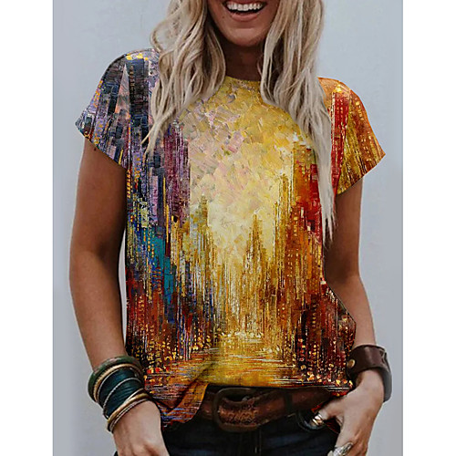 Women's Abstract 3D Printed Painting T shirt Scenery 3D Print Round Neck Basic Tops Yellow
Women's Abstract 3D Printed Painting T shirt Scenery 3D Print Round Neck Basic Tops Yellow