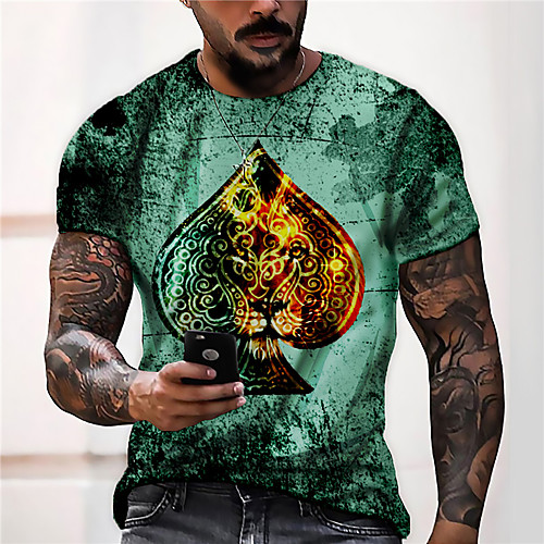 Men's Tee T shirt Shirt 3D Print Graphic Prints Poker Print Short Sleeve Daily Tops Casual Designer Big and Tall Green
Men's Tee T shirt Shirt 3D Print Graphic Prints Poker Print Short Sleeve Daily Tops Casual Designer Big and Tall Green