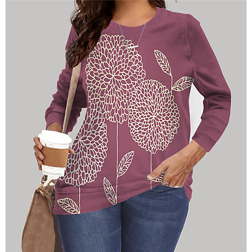 Women's Plus Size Tops Pullover Sweatshirt Floral Graphic Print Long Sleeve Crewneck Basic Purple Big Size XL XXL 3XL 4XL 5XL
Women's Plus Size Tops Pullover Sweatshirt Floral Graphic Print Long Sleeve Crewneck Basic Purple Big Size XL XXL 3XL 4XL 5XL