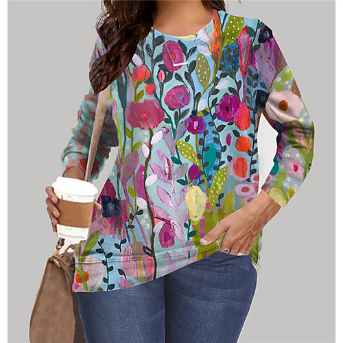 Women's Plus Size Tops Pullover Sweatshirt Floral Graphic Print Long Sleeve Crewneck Basic Blue Big Size XL XXL 3XL 4XL 5XL
Women's Plus Size Tops Pullover Sweatshirt Floral Graphic Print Long Sleeve Crewneck Basic Blue Big Size XL XXL 3XL 4XL 5XL