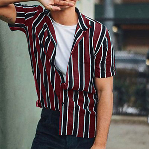 Men's Shirt Striped Button-Down Short Sleeve Casual Tops Cotton Casual Fashion Breathable Comfortable Red
Men's Shirt Striped Button-Down Short Sleeve Casual Tops Cotton Casual Fashion Breathable Comfortable Red