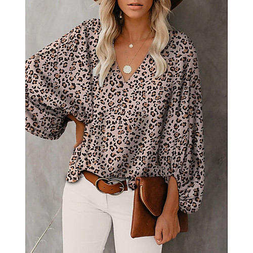 Women's Blouse Shirt Graphic Leopard Long Sleeve Print V Neck Basic Streetwear Tops Blue Blushing Pink Black
Women's Blouse Shirt Graphic Leopard Long Sleeve Print V Neck Basic Streetwear Tops Blue Blushing Pink Black