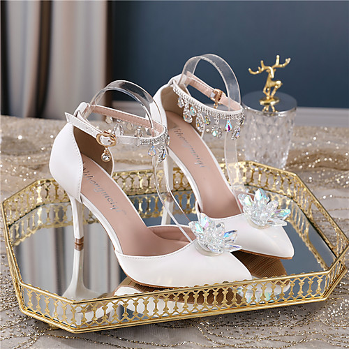 Women's Wedding Shoes Stiletto Heel Pointed Toe Wedding Pumps PU Rhinestone Crystal Sparkling Glitter Solid Colored Color Block White
Women's Wedding Shoes Stiletto Heel Pointed Toe Wedding Pumps PU Rhinestone Crystal Sparkling Glitter Solid Colored Color Block White