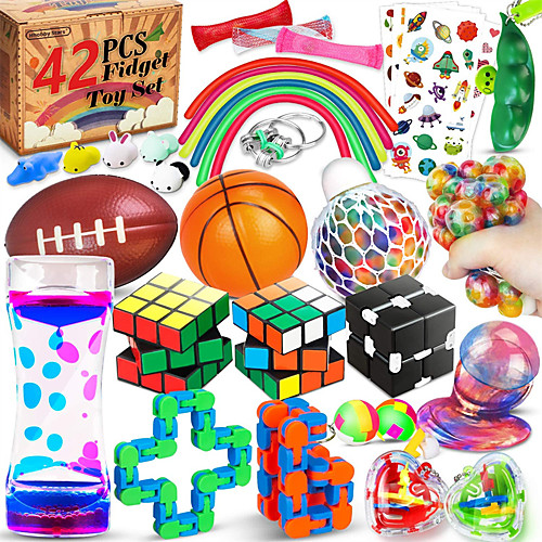 42 Pcs Sensory Fidget Toys Pack, Stress Relief & Anxiety Relief Tools Bundle Figetget Toys Set for Kids Adults, Autistic ADHD Toys, Stress Balls Infinity Cube Marble Mesh Wacky Track Fidgets Box
42 Pcs Sensory Fidget Toys Pack, Stress Relief & Anxiety Relief Tools Bundle Figetget Toys Set for Kids Adults, Autistic ADHD Toys, Stress Balls Infinity Cube Marble Mesh Wacky Track Fidgets Box