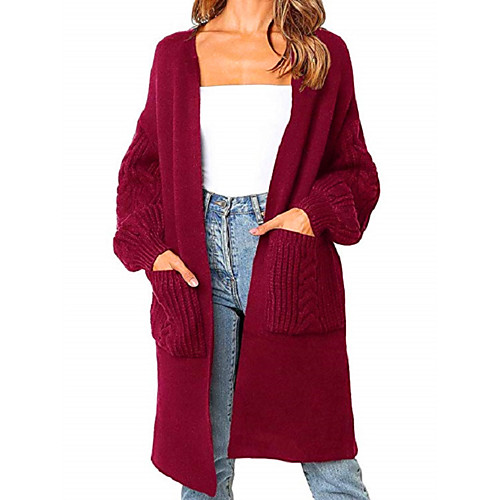 Women's Solid Color Sweater Long Sleeve Sweater Cardigans V Neck Red Black Green
Women's Solid Color Sweater Long Sleeve Sweater Cardigans V Neck Red Black Green