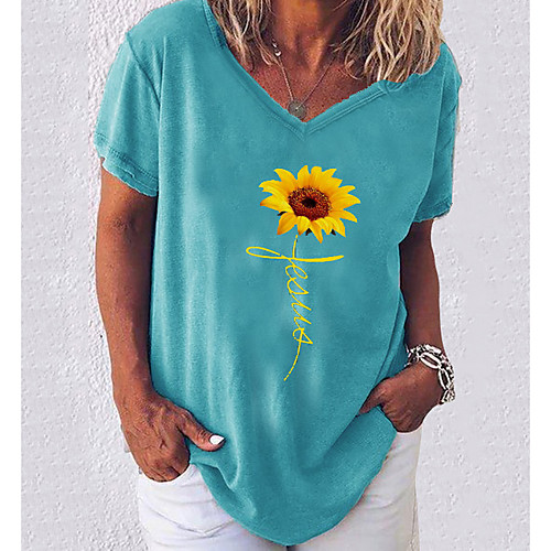 Women's T shirt Floral Flower Printing V Neck Tops Cotton White Blue Army Green
Women's T shirt Floral Flower Printing V Neck Tops Cotton White Blue Army Green