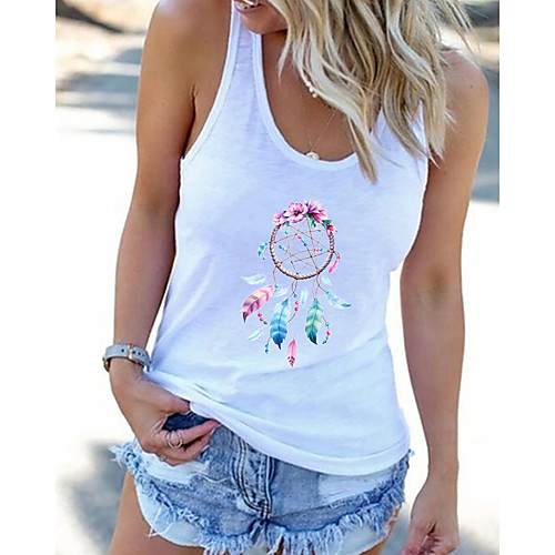 Women's Tank Top Vest Floral Feather Print U Neck Basic Streetwear Tops White Black Gray
Women's Tank Top Vest Floral Feather Print U Neck Basic Streetwear Tops White Black Gray