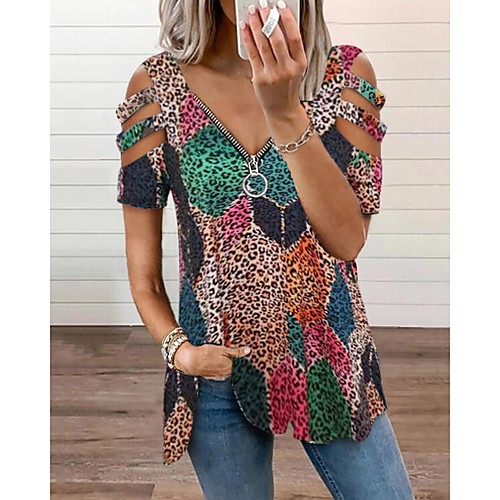 Women's Bohemian Theme Blouse Graphic Zipper Print V Neck Streetwear Tops White Black Blushing Pink
Women's Bohemian Theme Blouse Graphic Zipper Print V Neck Streetwear Tops White Black Blushing Pink