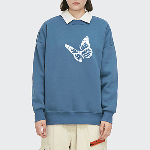 Women's Pullover Sweatshirt Butterfly Print Daily Other Prints Basic Hoodies Sweatshirts Loose Blue Blushing Pink
Women's Pullover Sweatshirt Butterfly Print Daily Other Prints Basic Hoodies Sweatshirts Loose Blue Blushing Pink