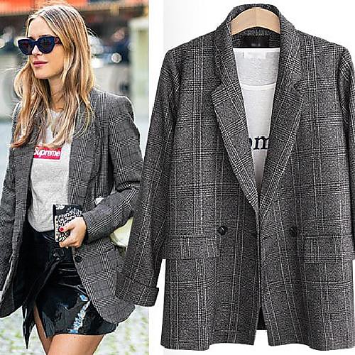 Women's Coat Daily Wear Fall Spring Regular Coat Regular Fit Casual / Daily Jacket Plaid / Check Pocket Grey grid Brown grid
Women's Coat Daily Wear Fall Spring Regular Coat Regular Fit Casual / Daily Jacket Plaid / Check Pocket Grey grid Brown grid