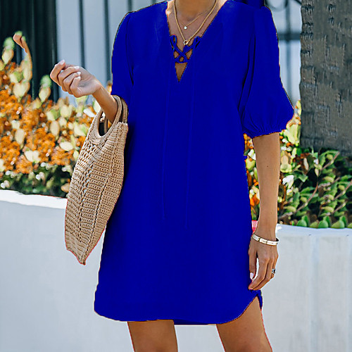 2021 summer european and american solid color puff sleeve v-neck dress amazon independent station cross-border fashion women's clothing
2021 summer european and american solid color puff sleeve v-neck dress amazon independent station cross-border fashion women's clothing