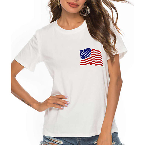 Women's Portrait Painting T shirt USA American Flag Stars and Stripes Print Round Neck Basic Tops Cotton White Blue Red
Women's Portrait Painting T shirt USA American Flag Stars and Stripes Print Round Neck Basic Tops Cotton White Blue Red