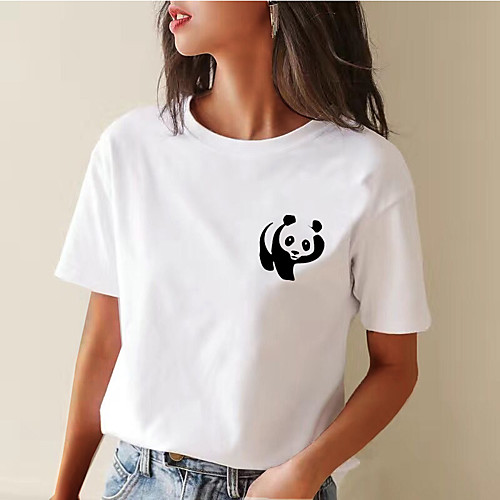 Women's Painting T shirt Text Panda Print Round Neck Basic Tops Cotton White Black Gray
Women's Painting T shirt Text Panda Print Round Neck Basic Tops Cotton White Black Gray