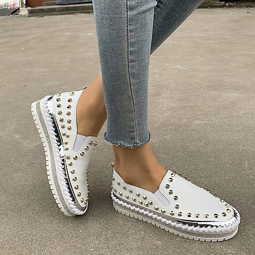 Women's Loafers & Slip-Ons Fantasy Shoes Slip-on Sneakers Flat Heel Round Toe PU Rivet Solid Colored White Black
Women's Loafers & Slip-Ons Fantasy Shoes Slip-on Sneakers Flat Heel Round Toe PU Rivet Solid Colored White Black