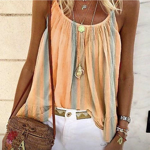 Women's Beach Camisole Blouse Tank Top Striped Print U Neck Streetwear Boho Tops Loose Blue Purple Yellow
Women's Beach Camisole Blouse Tank Top Striped Print U Neck Streetwear Boho Tops Loose Blue Purple Yellow