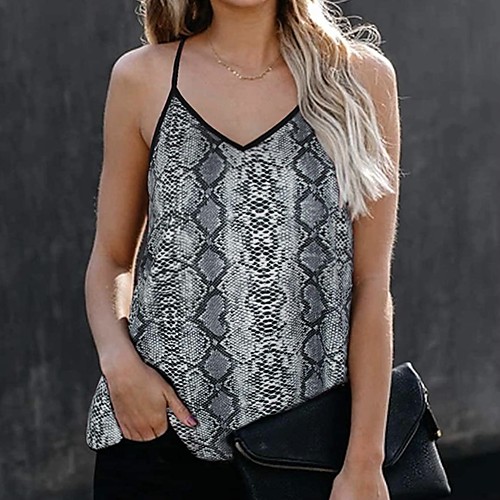 Women's Beach Camisole Blouse Tank Top Camouflage Leopard Snake Print Print V Neck Basic Streetwear Tops White Army Green Gray
Women's Beach Camisole Blouse Tank Top Camouflage Leopard Snake Print Print V Neck Basic Streetwear Tops White Army Green Gray