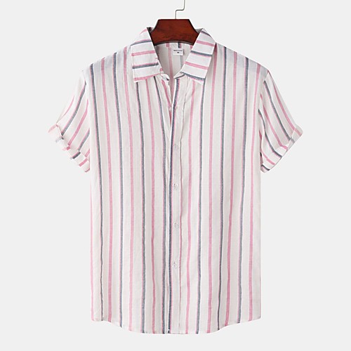 Men's Shirt Striped Button-Down Short Sleeve Street Tops Cotton Casual Hawaiian Comfortable Blushing Pink
Men's Shirt Striped Button-Down Short Sleeve Street Tops Cotton Casual Hawaiian Comfortable Blushing Pink