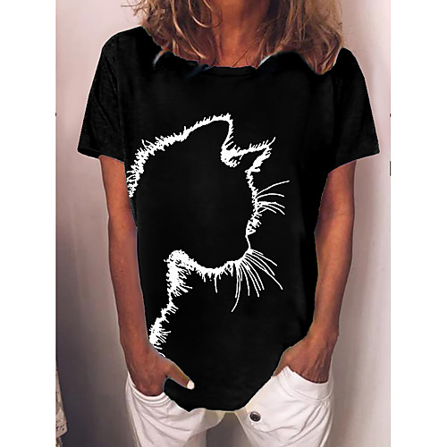 Women's Abstract Painting T shirt Cat Animal Print Round Neck Basic Tops Blue Green Black
Women's Abstract Painting T shirt Cat Animal Print Round Neck Basic Tops Blue Green Black