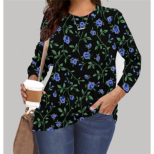 Women's Plus Size Tops Sweatshirt Floral Graphic Print Long Sleeve Crewneck Basic Navy Blue Big Size XL XXL 3XL 4XL 5XL
Women's Plus Size Tops Sweatshirt Floral Graphic Print Long Sleeve Crewneck Basic Navy Blue Big Size XL XXL 3XL 4XL 5XL