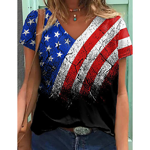 Women's Painting T shirt Striped American Flag National Flag Print V Neck Basic Tops Black
Women's Painting T shirt Striped American Flag National Flag Print V Neck Basic Tops Black