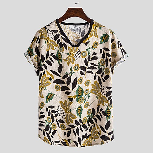 Men's T shirt Other Prints Graphic Short Sleeve Casual Tops Ethnic Style V Neck Beige / Summer
Men's T shirt Other Prints Graphic Short Sleeve Casual Tops Ethnic Style V Neck Beige / Summer