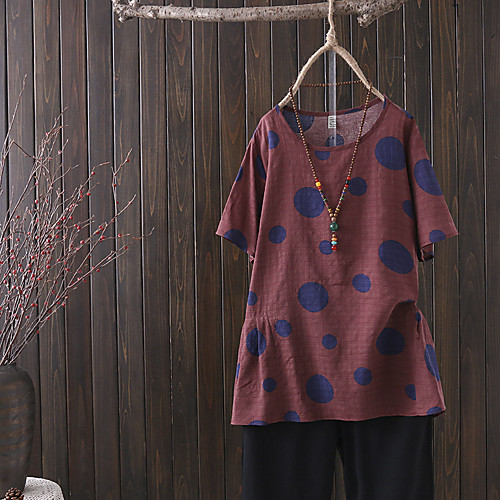 Women's Plus Size Tops Blouse Shirt Dot Short Sleeve U Neck Dark Yellow Dark Red Green Big Size XL 2XL 3XL 4XL
Women's Plus Size Tops Blouse Shirt Dot Short Sleeve U Neck Dark Yellow Dark Red Green Big Size XL 2XL 3XL 4XL