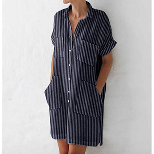 Women's T Shirt Dress Tee Dress Short Mini Dress White stripes Navy blue stripes Short Sleeve Stripes Summer Casual 2021 S M L XL XXL XXXL 4XL 5XL
Women's T Shirt Dress Tee Dress Short Mini Dress White stripes Navy blue stripes Short Sleeve Stripes Summer Casual 2021 S M L XL XXL XXXL 4XL 5XL
