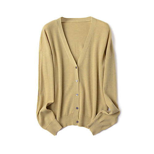 Women's Solid Color Cardigan Long Sleeve Sweater Cardigans V Neck Cai Lan Yellow Blushing Pink
Women's Solid Color Cardigan Long Sleeve Sweater Cardigans V Neck Cai Lan Yellow Blushing Pink