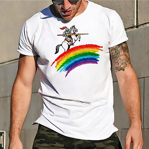 Men's Unisex Tee T shirt Hot Stamping Rainbow Graphic Prints Plus Size Print Short Sleeve Casual Tops Basic Designer Big and Tall White
Men's Unisex Tee T shirt Hot Stamping Rainbow Graphic Prints Plus Size Print Short Sleeve Casual Tops Basic Designer Big and Tall White