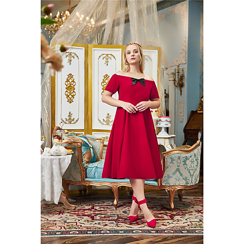 A-Line Plus Size Elegant Engagement Prom Dress Off Shoulder Short Sleeve Tea Length Velvet with Bow(s) 2021
A-Line Plus Size Elegant Engagement Prom Dress Off Shoulder Short Sleeve Tea Length Velvet with Bow(s) 2021