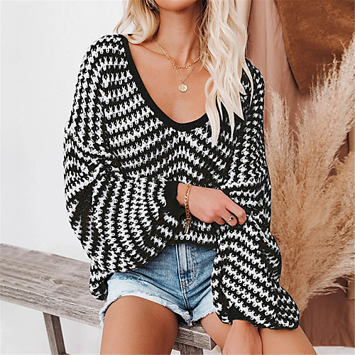 Women's Knitted Striped Sweater Long Sleeve Sweater Cardigans V Neck Fall Black Khaki Green
Women's Knitted Striped Sweater Long Sleeve Sweater Cardigans V Neck Fall Black Khaki Green