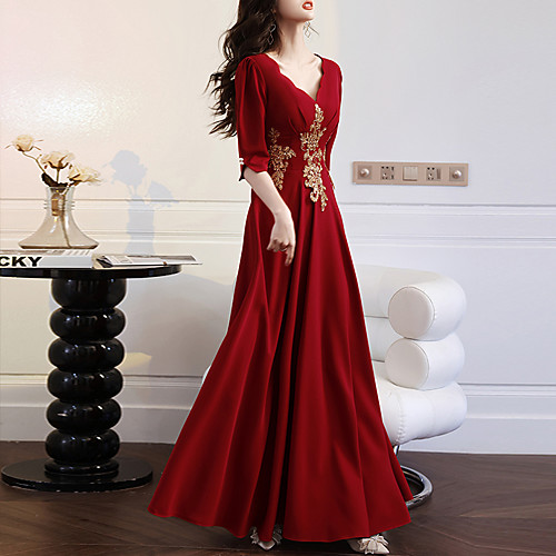 A-Line Elegant Floral Engagement Formal Evening Dress V Neck Half Sleeve Floor Length Stretch Fabric with Embroidery Appliques 2021
A-Line Elegant Floral Engagement Formal Evening Dress V Neck Half Sleeve Floor Length Stretch Fabric with Embroidery Appliques 2021