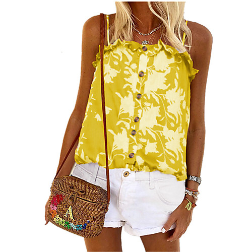 Women's Beach Camisole Blouse Tank Top Flower Print Off Shoulder Streetwear Boho Tops Loose Blue Red Yellow
Women's Beach Camisole Blouse Tank Top Flower Print Off Shoulder Streetwear Boho Tops Loose Blue Red Yellow
