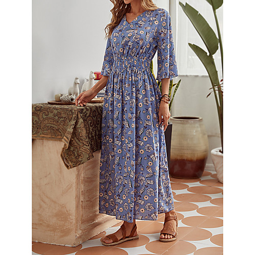 Women's Swing Dress Maxi long Dress Blue Long Sleeve Print Spring Summer Casual S M L XL 2XL / Plus Size / Plus Size
Women's Swing Dress Maxi long Dress Blue Long Sleeve Print Spring Summer Casual S M L XL 2XL / Plus Size / Plus Size