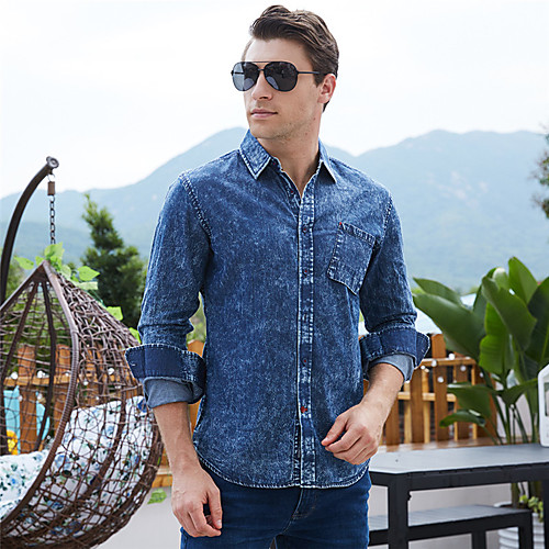 Men's Shirt Solid Color Button-Down Long Sleeve Casual Tops 100% Cotton Lightweight Casual Fashion Breathable Blue
Men's Shirt Solid Color Button-Down Long Sleeve Casual Tops 100% Cotton Lightweight Casual Fashion Breathable Blue